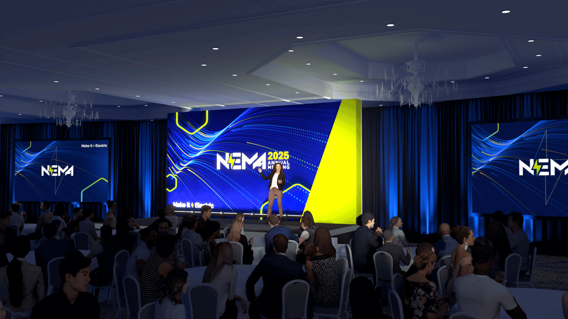 NEMA 2 - metroConnections A computer generated mock-up of branding at a conference.